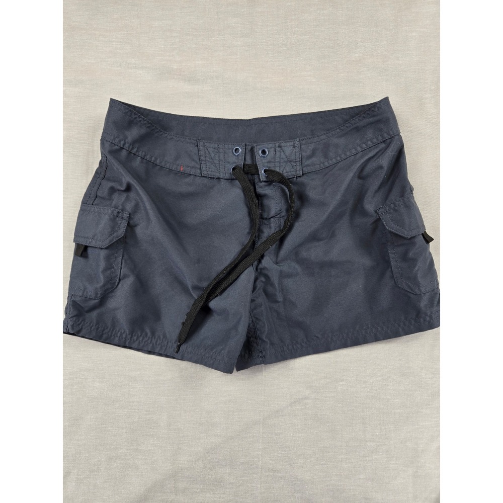 Kanu Surf Women Navy Blue Cargo Board Shorts Swim Trunks Size 2 Lace Up Front